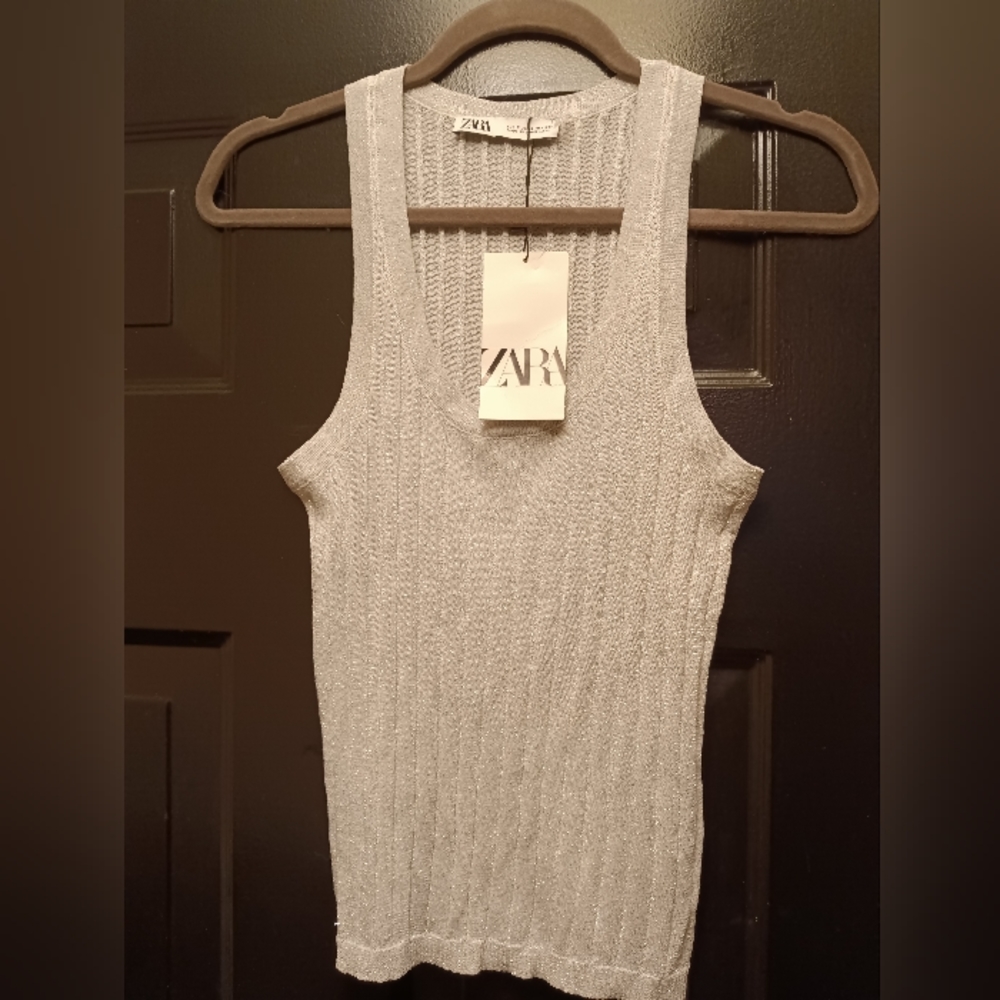 Zara Silver Sweater Tank NWT S
